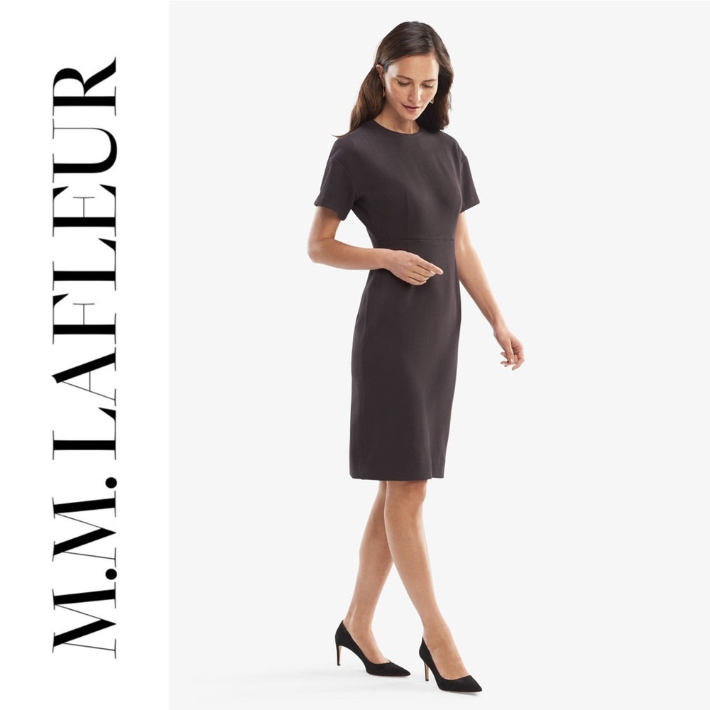 MM Lafleur Gayle Dress Chevron Stripe Fig 10 Textured Print Office Work Career